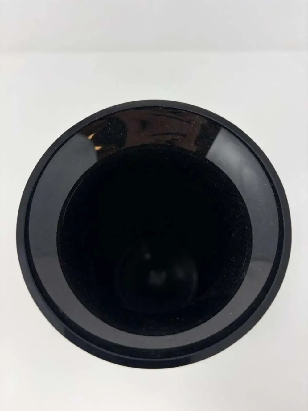 Bohemia Glass Black Art Glass Vase w/ Gold & Silver Design